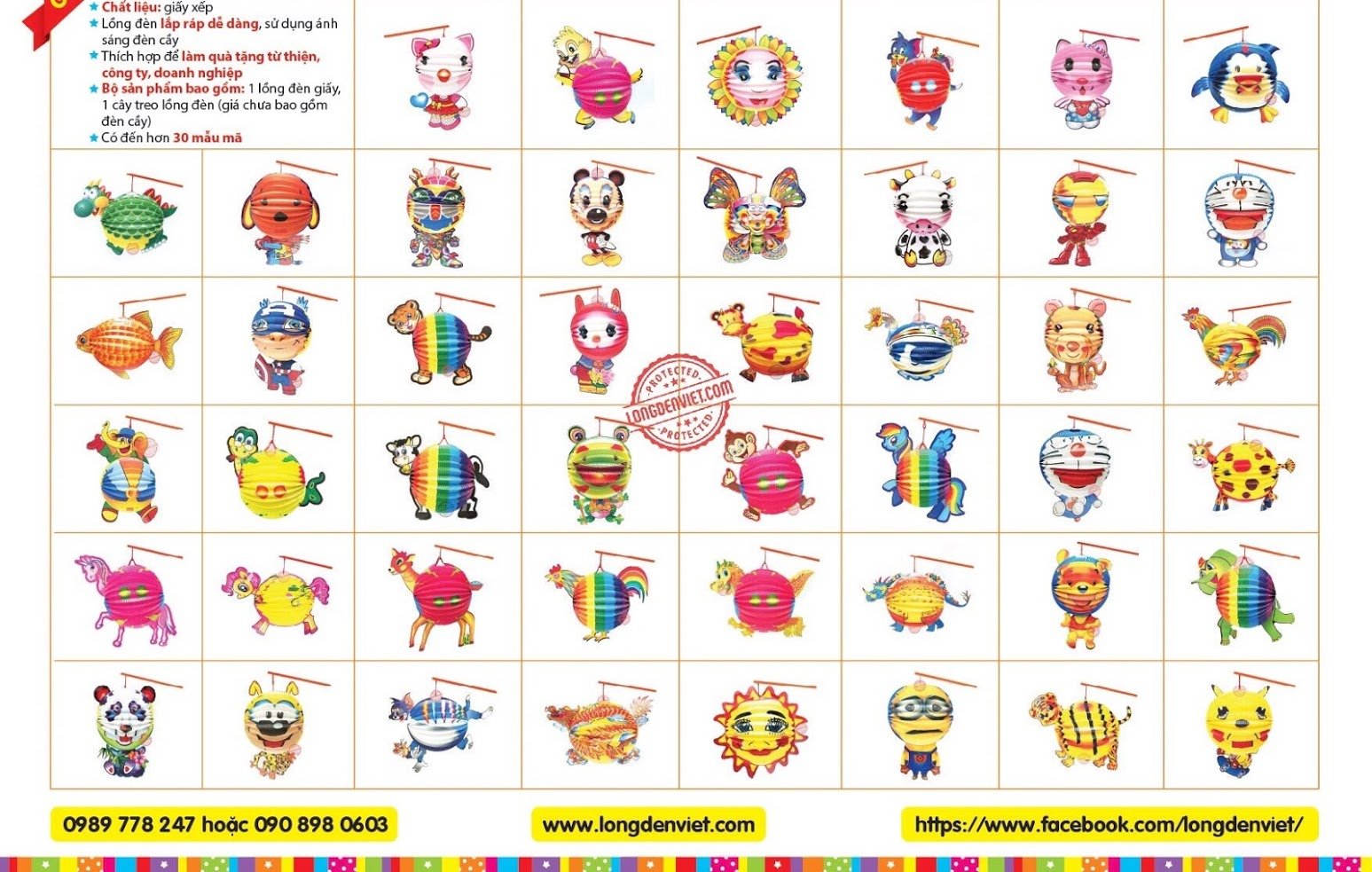 LỒNG ĐÈN GIẤY XẾP - Đèn tròn trang trí