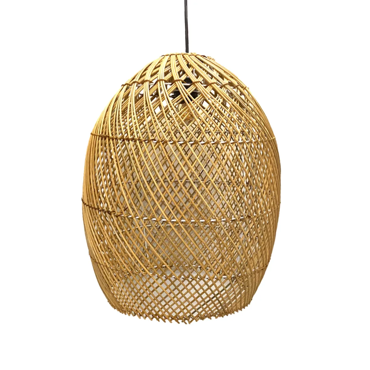 Đèn Mây Tre Đan Hình Trứng Oval Đan Chéo Mộc