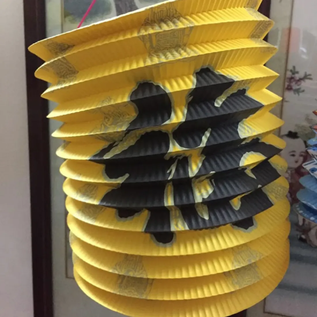 Tết Trung Thu 2018 — Lồng đèn xếp giấy màu vàng chữ Phúc kiểu Nhật